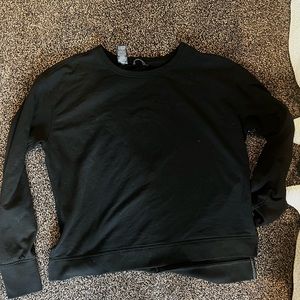 Black open back crewneck sweatshirt